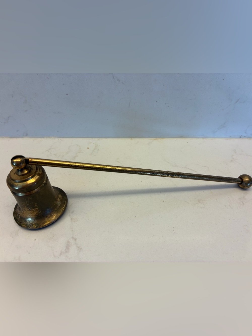 Vintage Brass Candle Snuffer with Long Handle with ball end.